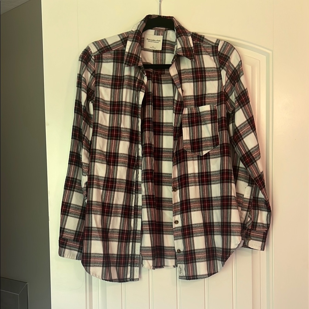 Abercrombie & Fitch Red and Black Plaid Button Down Shirt